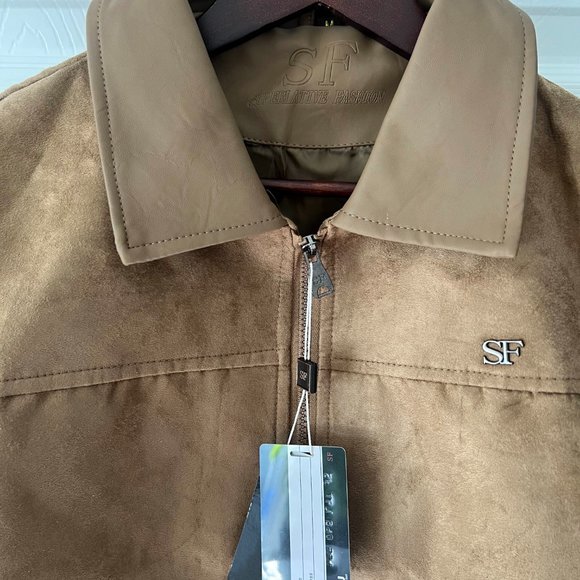 Superlative Fashion Brand Brown Ultrasuede Wind Breaker Jacket! - Picture 2 of 16